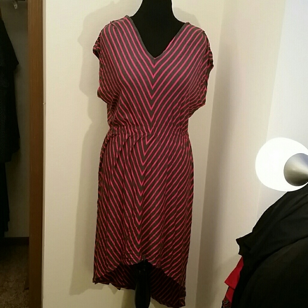 Urban Love diagonal striped hi-low dress